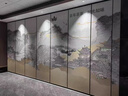 酒店餐厅活动隔断墙折叠门宴会厅超高移动屏风画廊展厅展示板 木饰面 实拍图