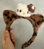 猫耳朵毛绒发箍豹纹KT猫酱发箍女洗脸化妆头箍卡通发饰 虎纹白猫/ 实拍图