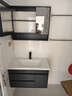 皇生金智能浴室柜陶瓷一体盆洗脸盆柜卫生间卫浴洗漱台简约洗手盆柜组合 轻奢灰+智能镜柜半+陶瓷盆 80cm 实拍图