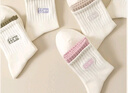 南极人5双装袜子女士春夏季中筒袜棉袜长袜长筒袜白色刺绣夏天 实拍图