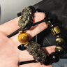 石玥珠宝14mm金沙天然黑曜石手串本命年蛇年虎眼石貔貅水晶手链男女士款 实拍图
