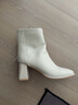 达芙妮官方 白色短靴女2025新款秋冬法式高跟瘦瘦靴子气质百搭马丁靴女 米白加绒【7CM高跟款】 36 实拍图
