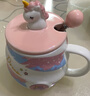 品喻（PINYU）杯子马克杯咖啡杯陶瓷水杯家用大容量带盖勺冲泡杯粉独角兽400ml 实拍图