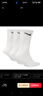 耐克(NIKE)袜子男子 舒适透气运动袜 中筒袜三双装SX7676-100白L 实拍图