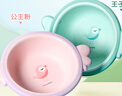 茶花初生婴儿洗脸盆新生儿童用品洗屁股可爱加厚把手PP用宝宝面盆小盆 2件套【粉色+绿色】 实拍图