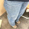 优衣库女装男装宽松廓形牛仔裤/弯刀镰刀裤子25秋冬新款479000 479000/62粉蓝色 26 /160/66A 实拍图