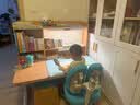 光明园迪灯桌一体儿童学习桌小学生书桌套装可升降写字桌课桌椅悦者120pro 悦者120 pro+V7-2T卡其+蓝椅套 实拍图
