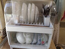 品喻（PINYU）【特大号】碗碟收纳架 家用厨房双层碗柜碗筷收纳盒带盖碗碟盒 白 实拍图
