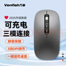 万鱼【静音丨可充电】无线鼠标蓝牙三模便携办公鼠标 适用小米苹果联想笔记本电脑ipad平板通用 灰 实拍图