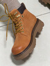 骆驼（CAMEL）王俊凯同款大黄靴户外秋高帮工装马丁靴女 G25W076038 沙漠黄 38 实拍图