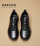 哈森（Harson）男鞋休闲皮鞋通勤商务厚底运动健步鞋 黑色单里 41(255mm) 实拍图
