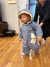 戴维贝拉（DAVE＆BELLA）过年加绒加厚冬季连体衣婴儿衣服新生儿冬季外出服宝宝新年拜年服 灰蓝色DB12022-N 90cm （建议身高80-90cm） 实拍图