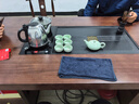 古越龙腾 实木茶桌椅组合泡茶台带烧水壶一体式小阳台大板茶几整套办公室 湿泡款 抽屉脚+1圈椅+4月牙椅+石茶盘 1.6米新中式四抽屉款 实拍图