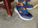 361°儿童运动鞋男童跑鞋秋冬密网轻便魔术贴女童皮革加绒保暖运动鞋 【四季密网】墨蓝/海中蓝色 35 实拍图
