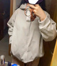 优衣库【狂欢价】女装双面穿防风摇粒绒拉链连帽外套户外479697 479697/30浅米色 XS 实拍图