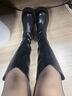 达芙妮厚底V口长筒靴女2025秋冬爆款靴子女显瘦百搭骑士靴秋冬通勤穿搭 黑色 37 实拍图