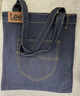 LEE牛仔帆布袋女士托特包单肩包大容量通勤手提包购物袋男女个性工装 深牛仔色 实拍图
