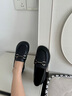蜘蛛王（SPIDER KING）乐福鞋女软底一脚蹬小皮鞋上班工作女鞋2025新款厚底粗跟单鞋 黑色 软皮软底 37 标准尺码 实拍图