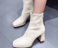 达芙妮官方 白色短靴女2025新款秋冬法式高跟瘦瘦靴子气质百搭马丁靴女 米白【7CM高跟款】 36 实拍图