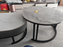 森生林岩板茶几客厅小户型简约轻奢椭圆形可伸缩茶桌 C14-1黑架灰箱 雪山白+阿玛尼灰 120cm椭圆茶几+80cm小圆边几 实拍图