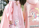 牧萌儿童雨衣带书包位男童女童女孩加长全身学生雨披 粉独角兽 4XL 实拍图