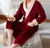 琼瑛法兰绒情侣睡袍女士浴袍春秋冬季珊瑚绒睡衣加厚浴衣家居服 1902酒红一件 M 实拍图