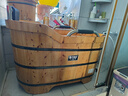 川柏香木桶浴桶洗澡加厚成人泡澡桶沐浴香柏木实木泡浴桶木质洗澡盆保温 120cm【标配】沐浴自然五件套 实拍图