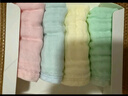 全棉时代婴儿口水巾儿童水洗纱布小毛巾洗脸礼盒4条装 粉蓝黄绿25×25cm 实拍图