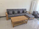 公熊（GXIONG） 公熊家具 沙发实木沙发客厅北欧实木木质沙发实木沙发小户型沙发 【标准版】原木色（灰色布套） 四人位+脚踏+长茶几 实拍图