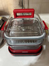 大宇（DAEWOO）【万食电蒸锅】加厚高硼玻璃 多功能炖蒸煮一体蒸汽锅煎烤涮火锅不锈钢S31红色 实拍图