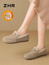 ZHR勃肯鞋女2025冬新款加绒乐福鞋子女平底棉鞋女孕妇鞋EH116B卡其37 实拍图