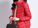 鸭鸭（YAYA）轻薄羽绒服女短款立领薄款秋冬保暖时尚休闲立领外套K 中国红 2XL 175 实拍图