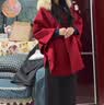 傲列25秋冬新魔女斗篷披肩双面羊绒大衣女可拆卸狐狸毛领毛呢皮草外套 红色 M 实拍图