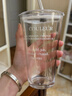 水杯玻璃杯吸管杯女高颜值可爱便携耐热仙女杯创意双饮杯随手杯子 450ml白色字母+盖子+玻璃吸管 1只 实拍图