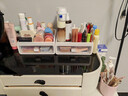 京东物流 化妆品收纳盒梳妆台置物架桌面高级感整理抽屉柜 中号2层（1层抽屉+1层顶部置物架） 24*20*12cm 透明白 实拍图