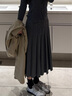 优衣库女装宽褶中裙/半身裙裙子25秋冬新款479916 08 深灰色 S /155/64A 实拍图