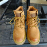 H8马丁靴男中帮英伦风真皮工装鞋高帮厚底户外登山鞋男士大黄靴子 黄棕色（猪皮）旗舰版 42 男码 实拍图
