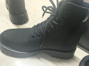井迈牛皮马丁靴男高帮皮鞋男靴中帮工装靴秋冬季加绒增高黑色机车靴子 黑色高帮哑光【四季款】 42 码（=运动鞋43） 实拍图
