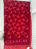 蔻驰（COACH）【品牌直供】男女同款经典LOGO印花C纹流苏绵羊毛围巾黑色CU807 实拍图