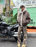WASSUP HERMU官方棉服男秋冬季cleanfit重磅座山雕剪裁解构设计宽松大毛领外套 灰咖色 XL （推荐130-150斤） 实拍图