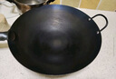 荣事达（Royalstar）章丘手工锻打铁锅圆底老式炒锅无涂层不粘炒菜锅燃气灶带盖36cm 实拍图