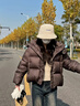 花花公子（PLAYBOY）羽袄绒服女短款2025新款小个子加厚羽袄绒服面包服外套宽松冬装 咖啡色 XL 建议【145-165斤】 实拍图