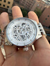 冠琴（GUANQIN）手表男士机械表雕花系列全自动镂空夜光防水商务瑞士品质国潮腕表 钢带银色白面 实拍图