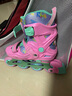 米高轮滑鞋S3儿童花样溜冰鞋套装高端平花四码调节直排初学花式旱冰鞋 粉色鞋+包 S (29-32) 实拍图