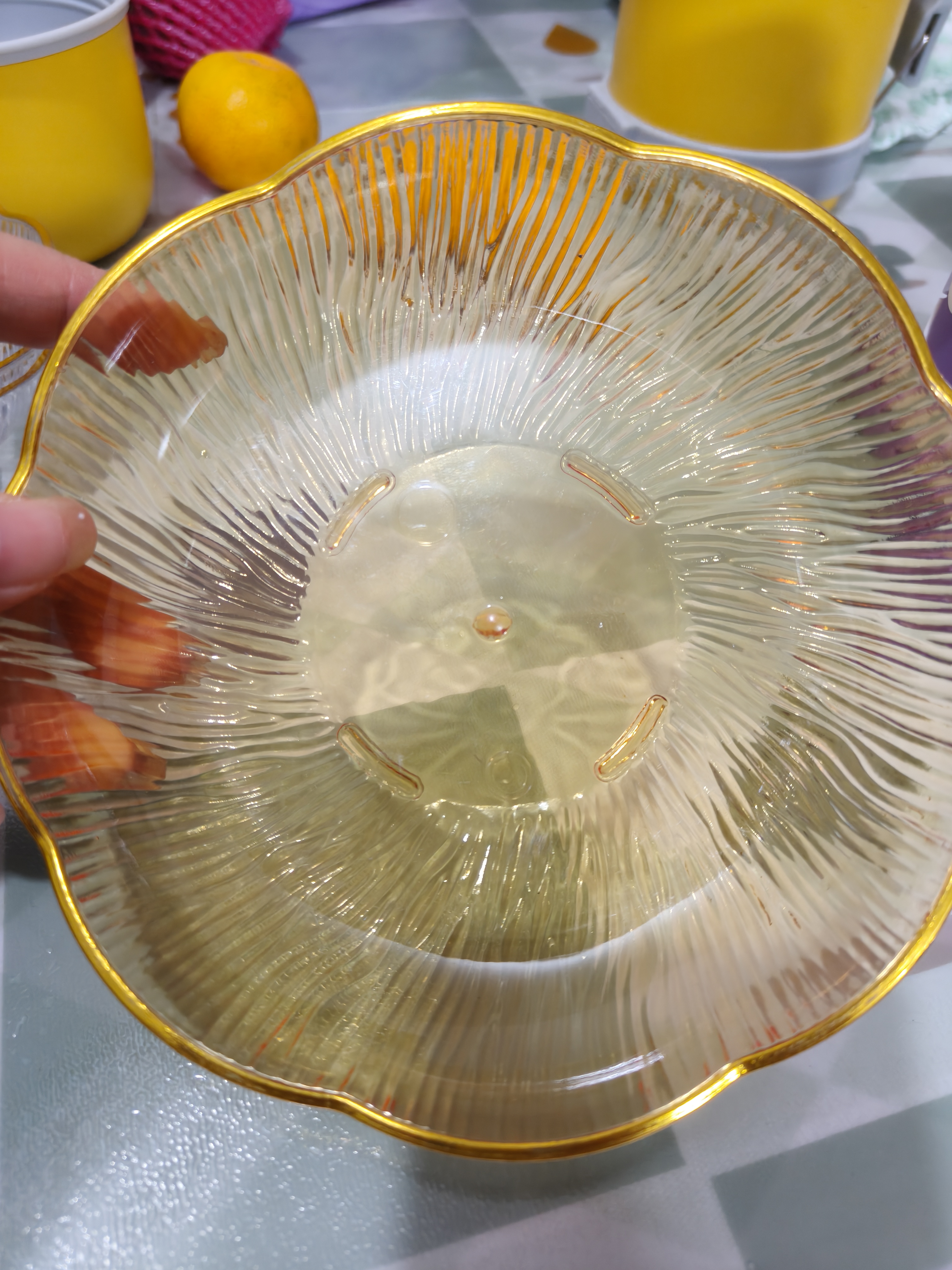 水果盘客厅家用茶几果盘高档零食高级水晶果盆糖果盘 金边闪耀金1个装 实拍图