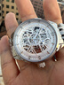 冠琴（GUANQIN）手表男士机械表雕花系列全自动镂空夜光防水商务瑞士品质国潮腕表 钢带银色白面 实拍图