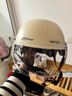 绿源（Luyuan）电动车头盔电瓶车3c认证摩托车头盔女男通用四季盔半盔防晒安全帽 卡其色-大眼精灵-透明短镜 【不带护耳】 实拍图
