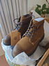 马登男士马丁靴英伦风蜡面工装靴秋冬加绒高帮真皮沙漠靴复古男鞋子 黄棕色 43 (265mm) 实拍图
