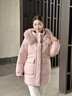波司登（BOSIDENG）25新款冬季羽绒服女中长款脱卸帽大毛领90绒保暖外套B250245268 樱花蜜粉1925 S 160/84A 体重约110-130斤 实拍图