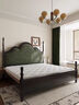 索思古典 家具美式轻奢复古黑色1.8米实木床法式中古风绿色软包储物主卧公主床 单床 1.5*2米 实拍图